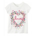LOVE and Floral Heart Printed Tee Shirt  